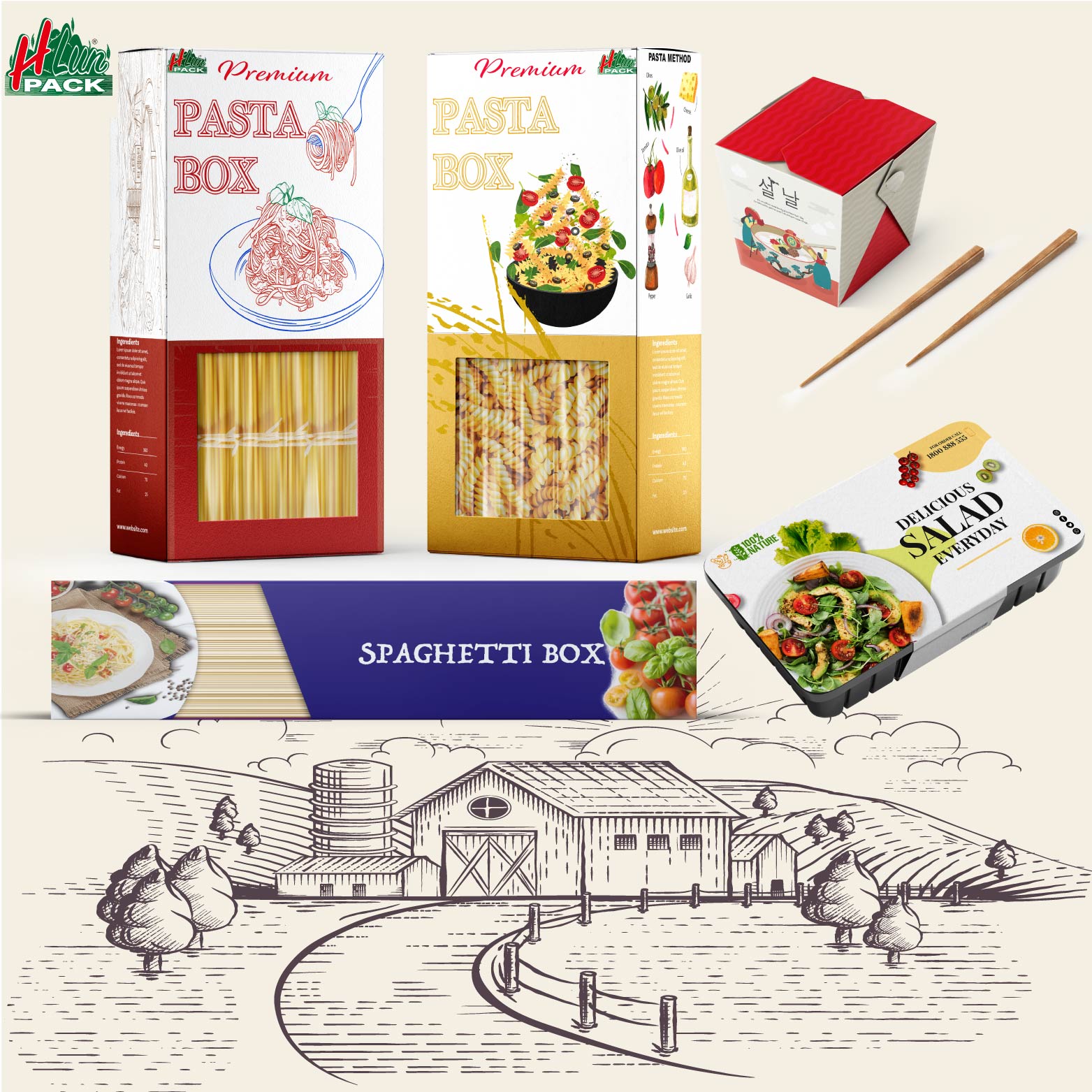 Caja de envasado de alimentos